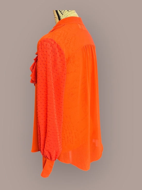 🌻 Bisou Bisou Ruffled V-Neck Tie Blouse - Picture 6 of 14